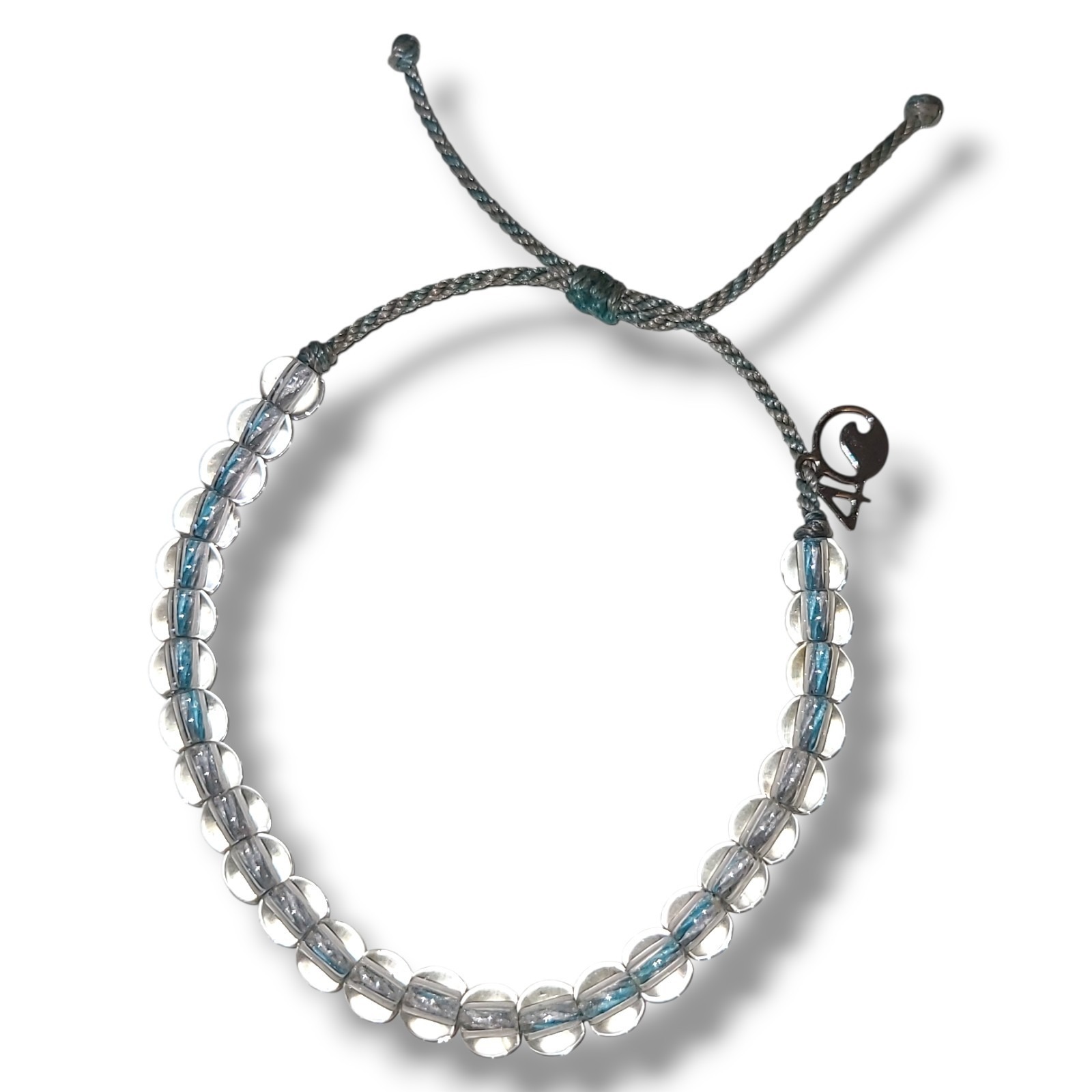 4ocean Slide Bracelet Clear Recycled Glass Beads Adjustable Ocean Conservation